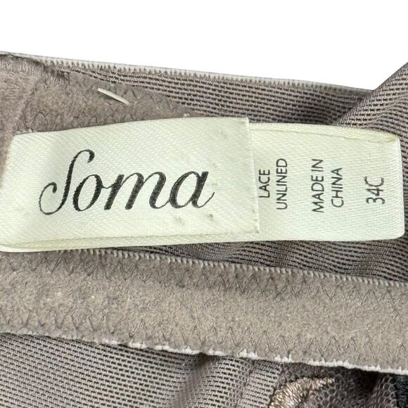 Soma Womens Brown Embroidered Lace Unlined Wired Back Close Sheer Bra sz 34C - Picture 16 of 16